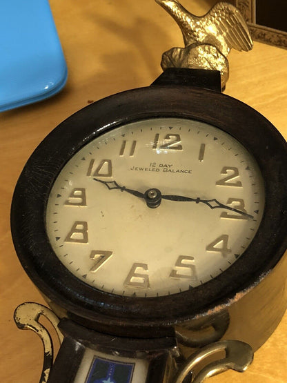 Antique New Haven Clock Company Willis Nautical Theme 12 Day Banjo Wall Clock