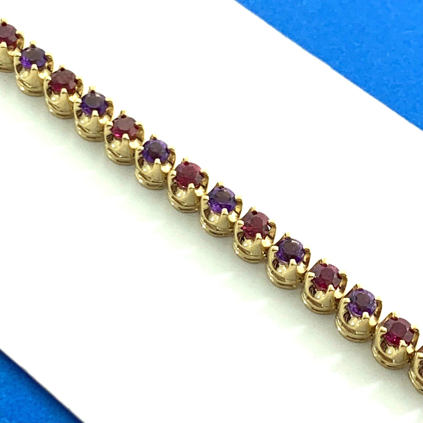 Ross Simons 18K Yellow Gold Custom Amethyst Ruby Statement Tennis Bracelet