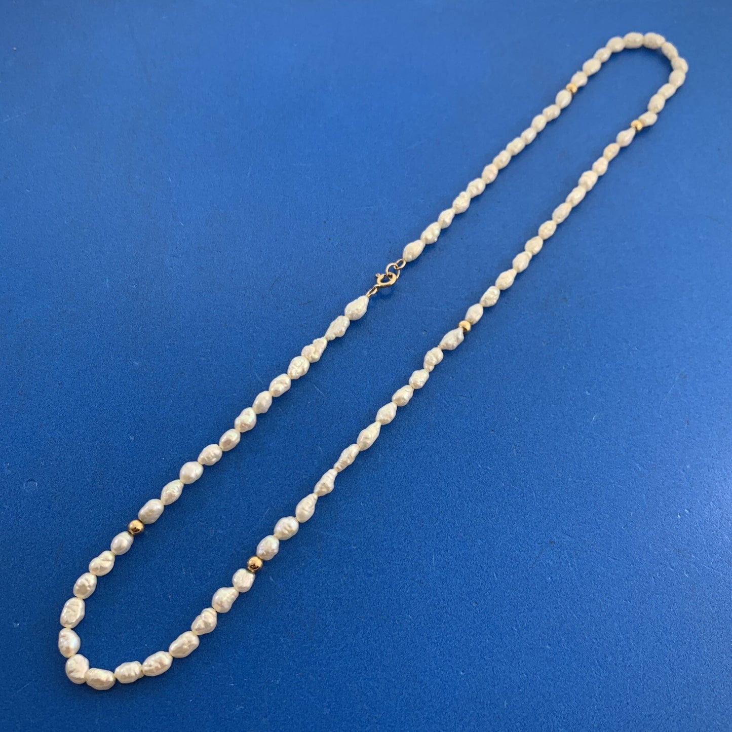 Estate 14K Yellow Gold Baroque Pearl Gold Bead Necklace
