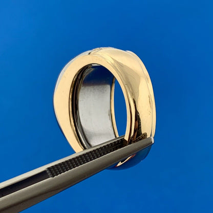 14K Yellow Gold Diamond Hematite Modernist Dome Statement Cocktail Ring