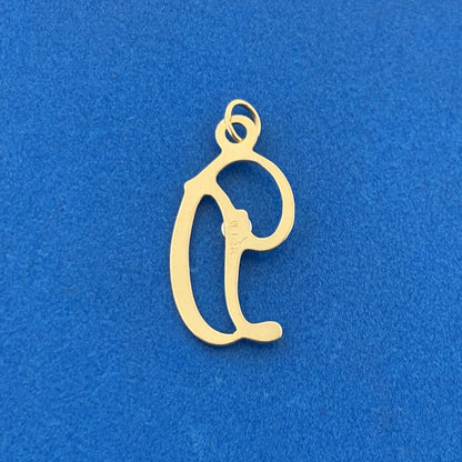 Designer 14K Yellow White Gold Diamond Script D Monogram Letter Charm Pendant