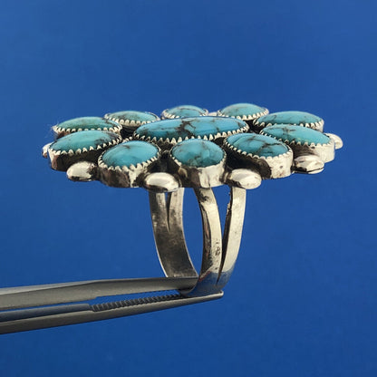 Stunning Sterling Silver 925 Cabochon Turquoise Statement Finger Ring Size 7.75