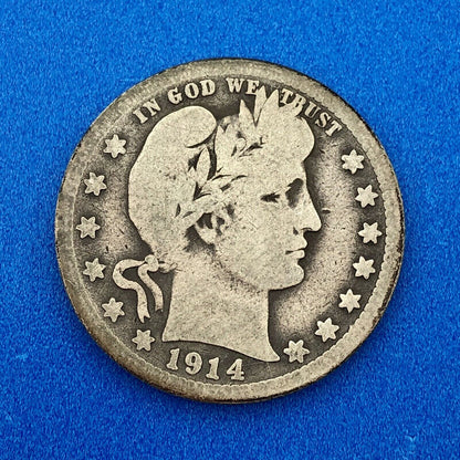 1914 S Silver Barber Quarter Better Key Date San Francisco Coin Rare Scarce