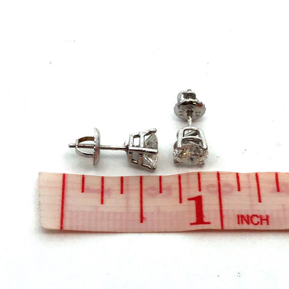 Designer S 14K White Gold Round Diamond Solitaire Screw Back Stud Earrings