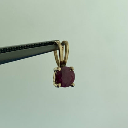 Classic 14K Yellow Gold Round Ruby Solitaire July Anniversary Petite Pendant