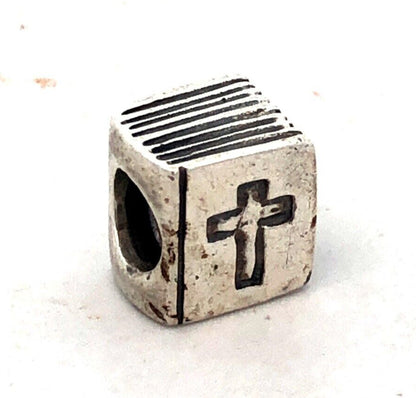Retired PANDORA 925 Sterling Silver 790261 Cross Bible Book Slide Bracelet Charm