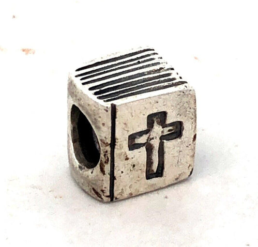 Retired PANDORA 925 Sterling Silver 790261 Cross Bible Book Slide Bracelet Charm