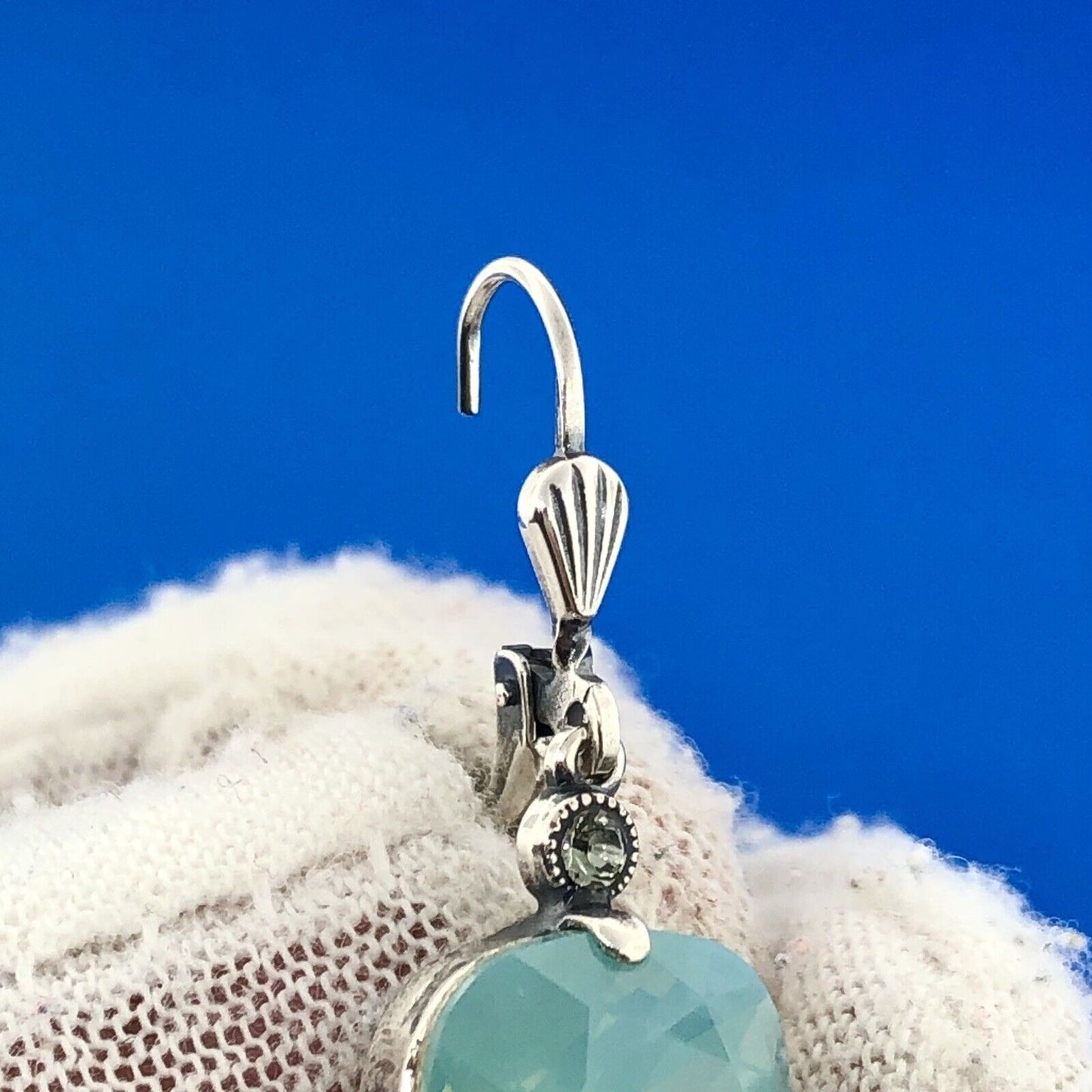 Lovely Sterling Silver 925 Aurora Borealis Coated Crystal CZ Leverback Earrings