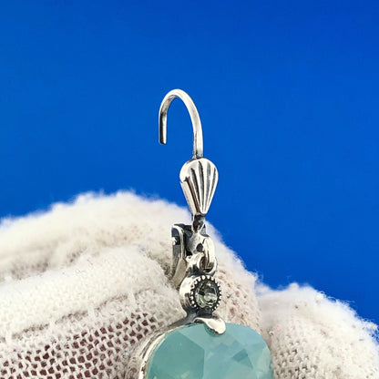 Lovely Sterling Silver 925 Aurora Borealis Coated Crystal CZ Leverback Earrings