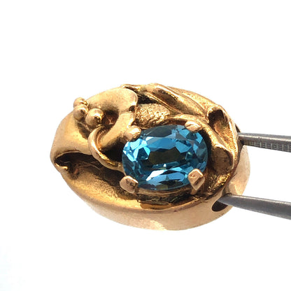 14k Yellow Gold Blue Topaz Slide Charm Pendant