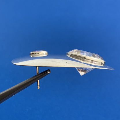 Estate 925 Sterling Silver White Amethyst Purple Sapphire Oval Stud Earrings