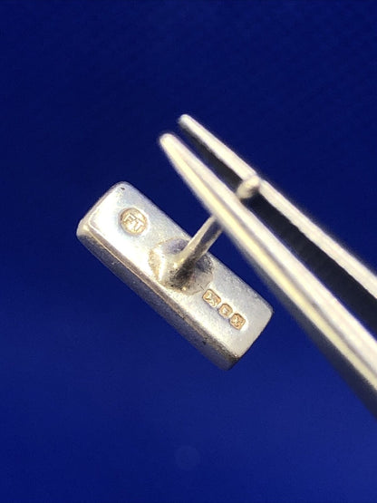 Designer FT 925 Sterling Silver Rectangle Faith Inspirational Stud Earrings