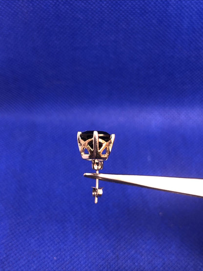 Designer RCJ 925 Sterling Silver Round Black Onyx Drop Stud Earrings