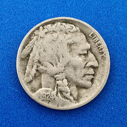 1924 D Indian Head Buffalo Nickel Better Key Scarce Denver Mint Coin