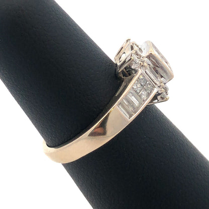 14K White Gold Princess Cut Quad Top Diamond Engagement Size 5.75 Ring