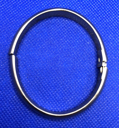 Vintage Designer Whiting & Davis Gold Tone Oval Hinged Cuff Bracelet