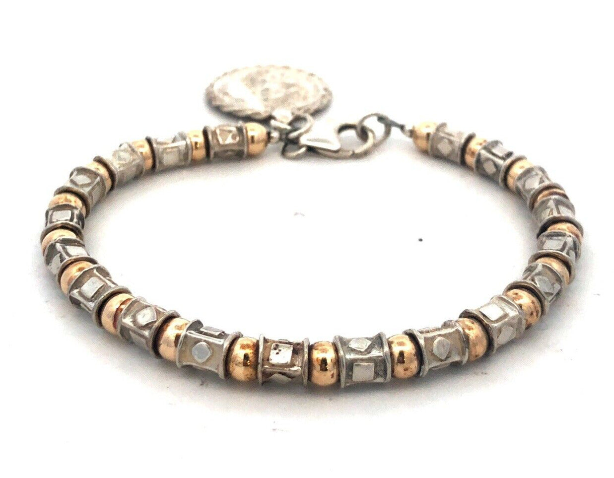 Silpada 925 Sterling Silver Gold Vermeil Two Tone Beaded Coin Bracelet