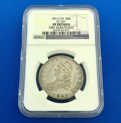 1811/10 Capped Bust Silver Half Dollar 50c Lettered Edge NGC XF Details Coin