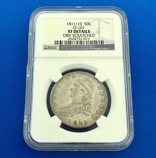 1811/10 Capped Bust Silver Half Dollar 50c Lettered Edge NGC XF Details Coin