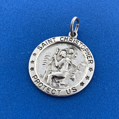 Vintage Danecraft 925 Sterling Silver Saint Christopher Protection Pendant Charm