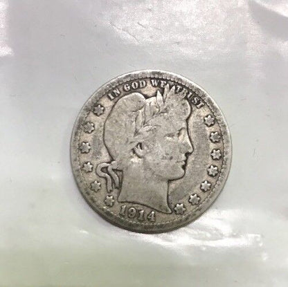 1914 D Barber Silver Quarter 25c $.25 Better Key Denver Rare Scarce