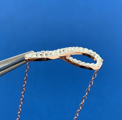 Jacmel Mauritius JCM 925 Rose Tone Sterling Silver CZ Eternity Infinity Necklace
