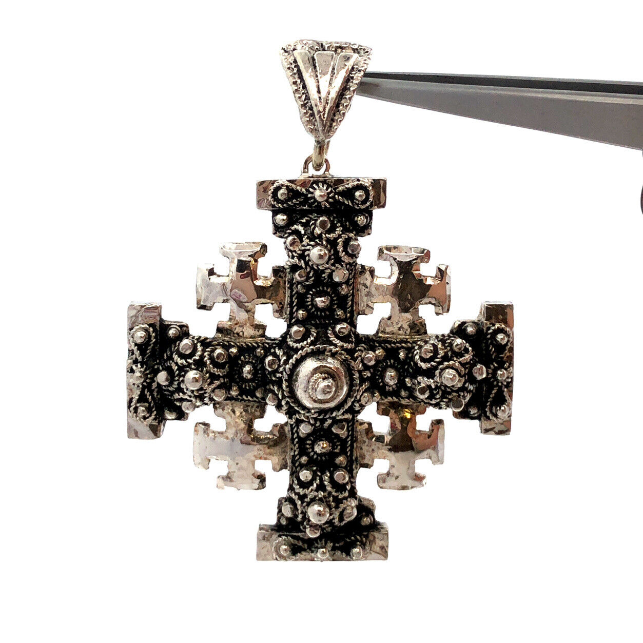 Designer Bethlehem 925 Sterling Silver Jerusalem Cross Statement Pendant