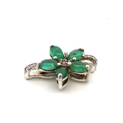 Designer TGGC 925 Sterling Silver Green Tourmaline Diamond Accent Flower Pendant