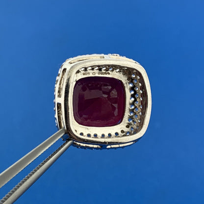 Designer Sterling Silver Ruby Solitaire Diamond Accent July Anniversary Pendant