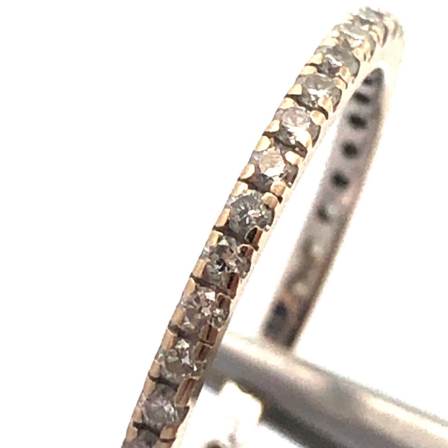 18K White Gold Round Prong Pave Diamond Eternity Anniversary Wedding Ring Band