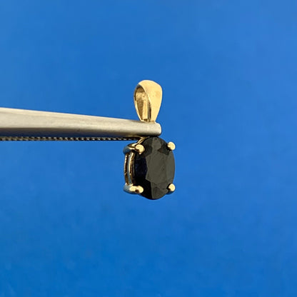 10K Yellow Gold Oval Blue Sapphire Charm Pendant