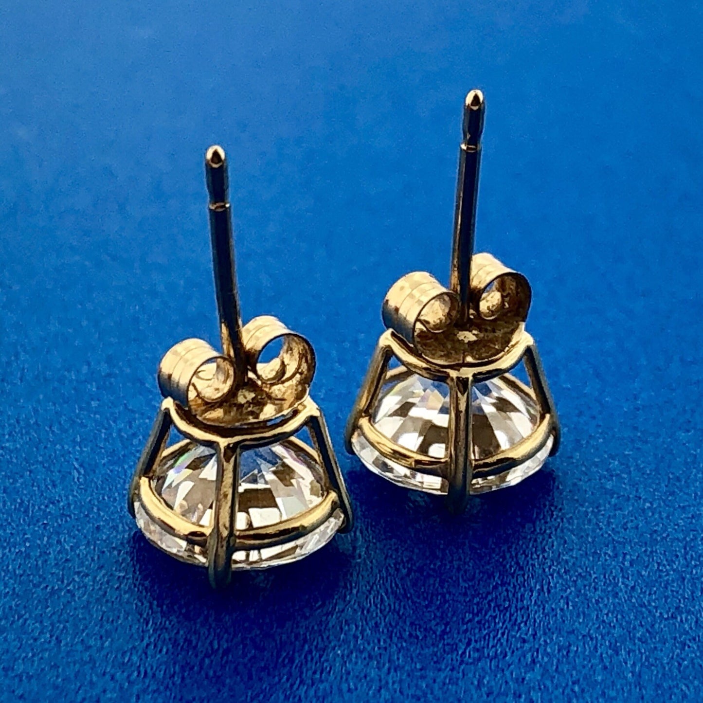 Stunning 14K Yellow Gold Round Cubic Zirconia CZ Statement Stud Earrings