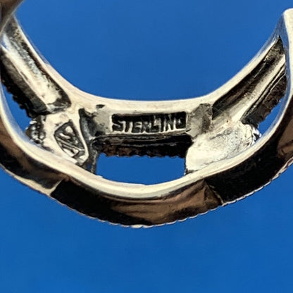 Designer Sterling Silver 925 Marcasite Open Friction Back Hoop Stud Earrings