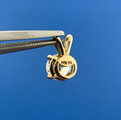 Diamonique 14k Yellow Gold Round Sparkling White Cubic Zirconia Charm Pendant