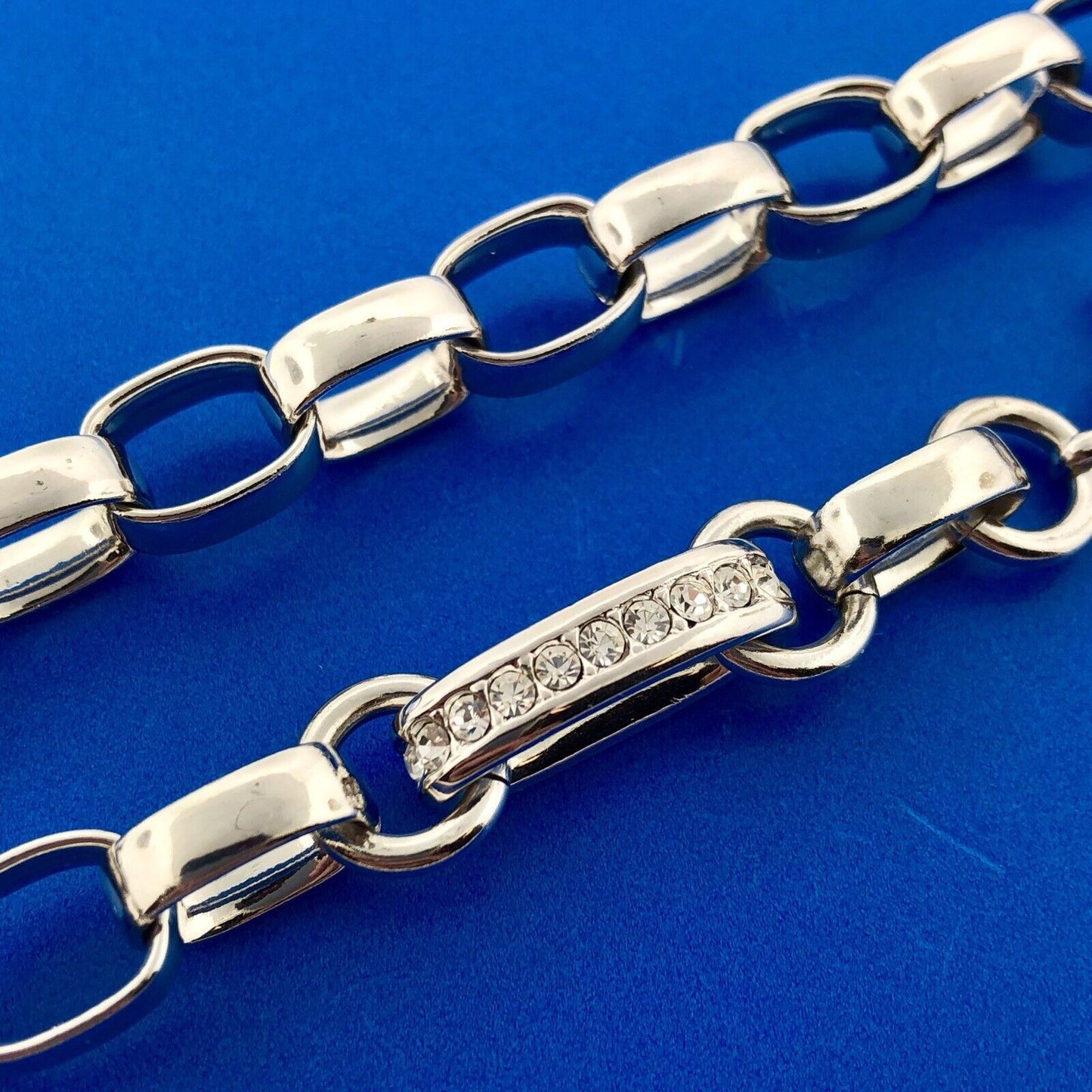Swarovski Crystal Silver Tone Crystal Cuban Link Statement Chain Necklace
