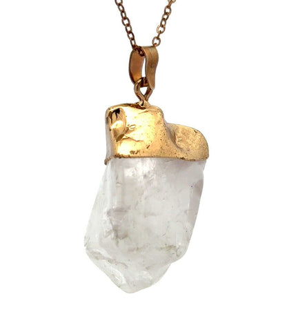 Vintage Gold & Silver Tone Crystal Quartz Chakra Healing Necklace Earrings Set