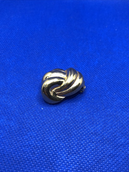 Vintage Ciner Gold Tone Modernist Ribbed Chunky Clip On Earrings