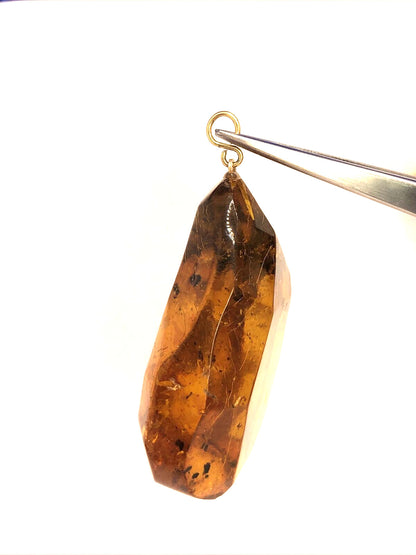 Vintage Large Orange Amber Crystal Healing Statement Pendant