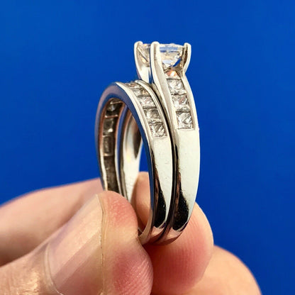 Stunning Platinum 950 Princess Diamond Engagement Ring Wedding Band Set