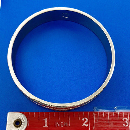 Designer Silver Tone Cubic Zirconia CZ Hammered Statement Bangle Bracelet
