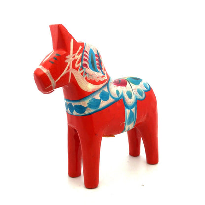 Vintage Swedish Akta Dala Hemslojd Hand Painted Red Horse Wooden Toy Figurine