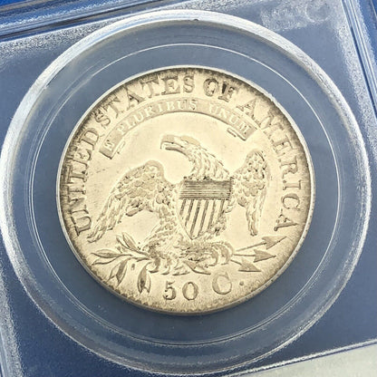 1827 Capped Bust Silver Half Dollar 50c Square Base 2 PCGS AU53 Early US Coin