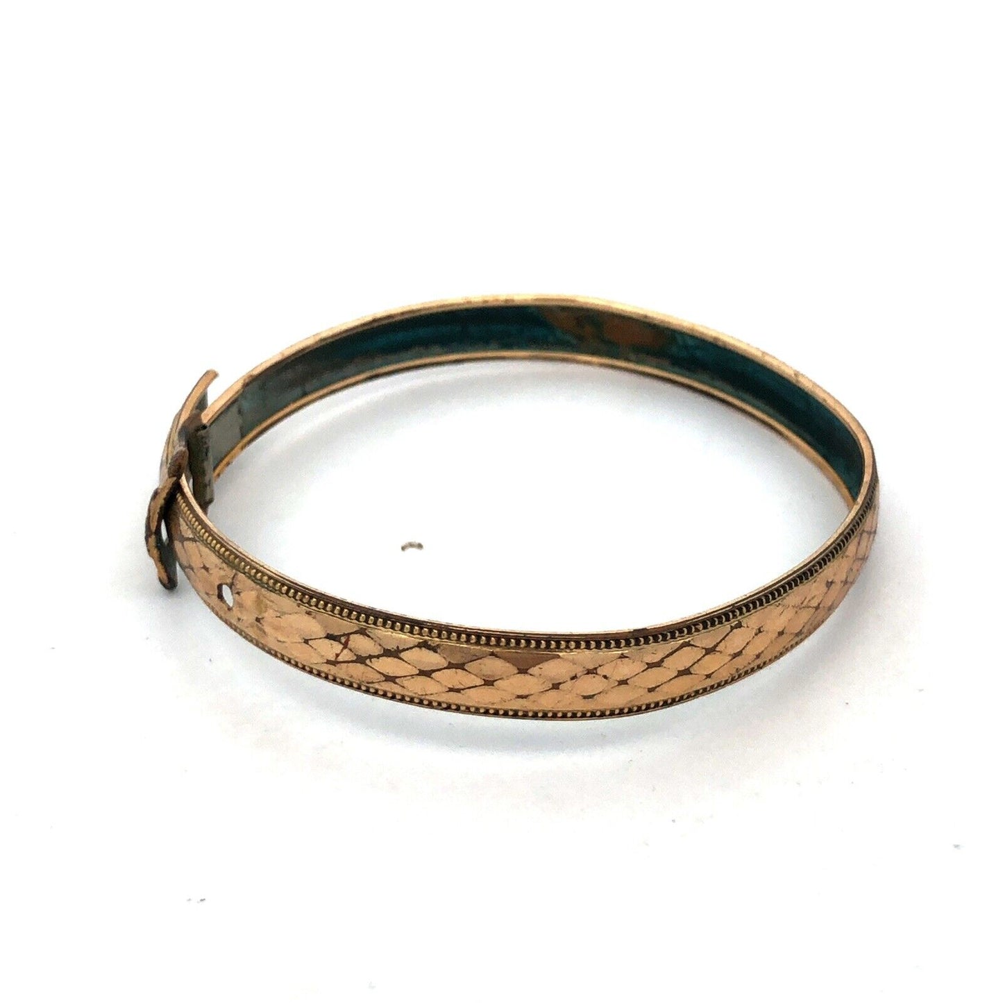 Antique Art Nouveau Brass Diamond Design Belt Buckle Bracelet