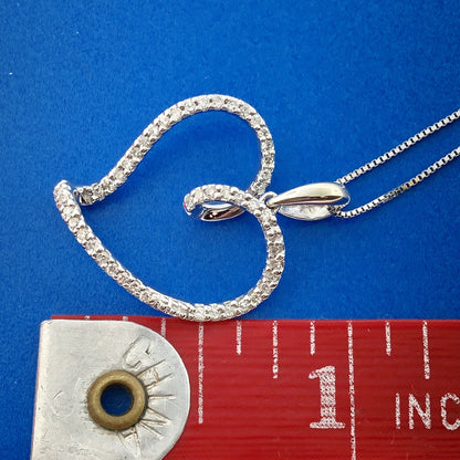 Designer 14K White Gold Diamond Infinity Heart Sweetheart Anniversary Necklace
