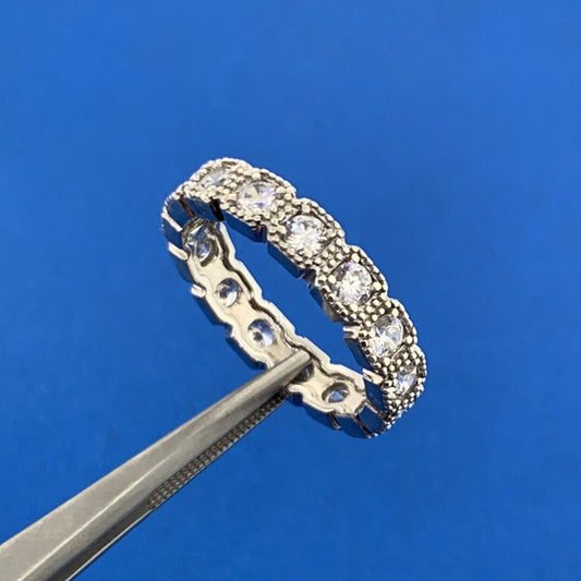 Designer 925 Sterling Silver Cubic Zirconia CZ Eternity Stackable Band Ring