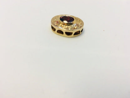 14k Yellow Gold Pink Tourmaline Slide Charm Pendant