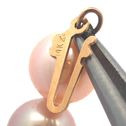 Designer 14K Yellow Gold Pink Round Pearl Beaded Necklace