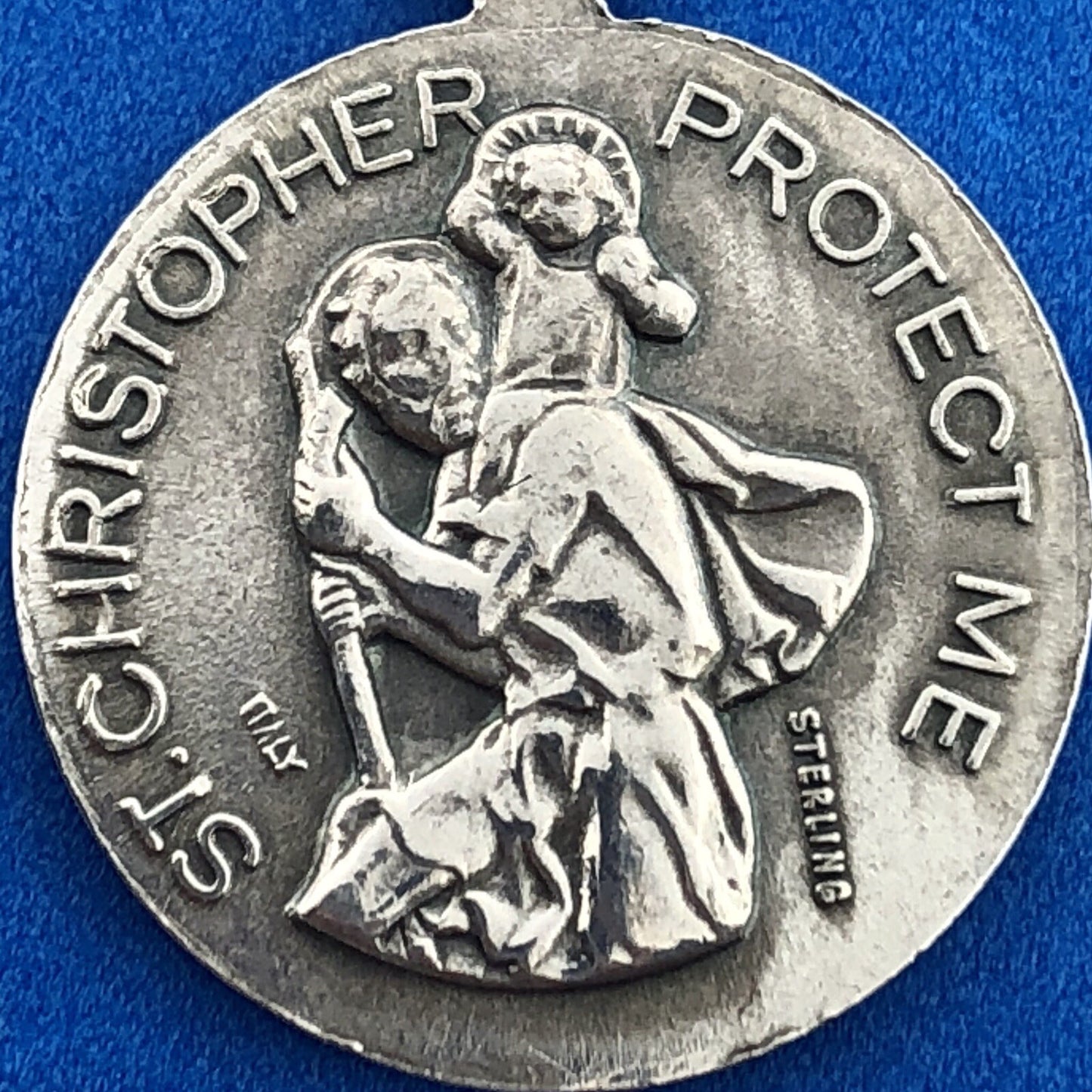 Designer FAS Italy Sterling Silver St Christopher Girl Soccer Pendant Necklace