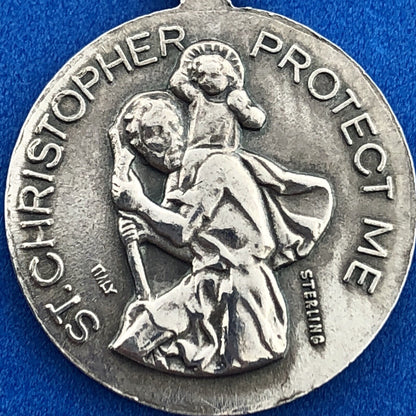 Designer FAS Italy Sterling Silver St Christopher Girl Soccer Pendant Necklace