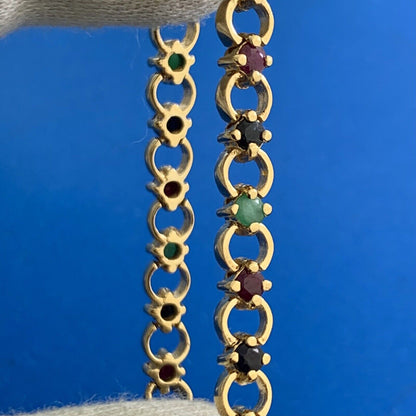Designer 925 Sterling Silver Vermeil Sapphire Ruby Emerald Tennis Bracelet